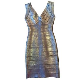 Herve Leger Kleid Silber Viscose Silber