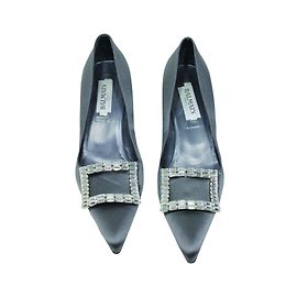 Balmain Pointed Toe Satin Pumps Grey Grey