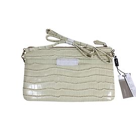 Autre Marque Pochette Effet Croco Sable en Polyester Sable