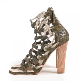 Balmain Python Sandals Khaki Exotic Leather Khaki