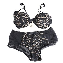Autre Marque Conjunto de Sujetador Push Up de Encaje Negro 90B Negro
