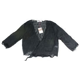 Autre Marque Top cache-cœur en dentelle noire acrylique et mohair S/M Noir