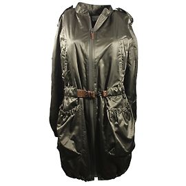 Parka en satin kaki Massimo Dutti Kaki
