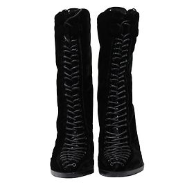 Bottes Givenchy en velours noir à lacets Noir