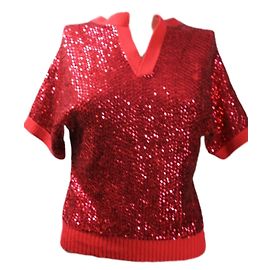 Top Louis Vuitton en cachemire rouge à sequins Taille 36 Rouge