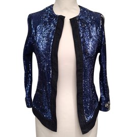 Pinko Denim Jacket Blue and Silver Sequins Blue