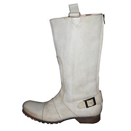 Autre Marque Bottes Biker en Cuir Blanc Blanc