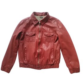 Ikks Biker jackets Dark red