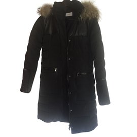 Zapa Down Coat Black Lamb Leather Black