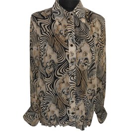 Escada Bluse Zebra Print Polyester Größe 42 Zebra-druck