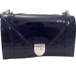 Borsa Dior Diorama in vitello vernato nero Nero