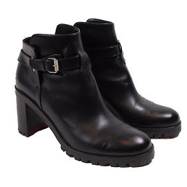 Botas Biker Communa Christian Louboutin em couro preto Preto