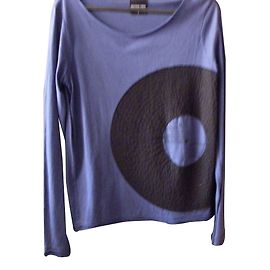 T-shirt American Retro blu in cotone a maniche lunghe Blu