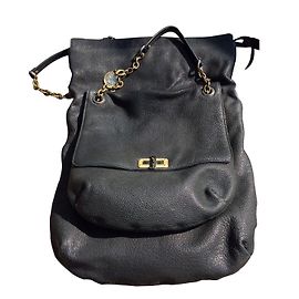 Sac à main Lanvin en cuir noir Noir