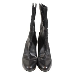 Sergio Rossi Black Leather Ankle Boots 38.5 Black