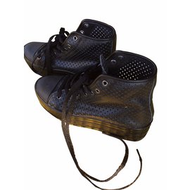 Baskets Junya Watanabe en cuir perforé noir Noir