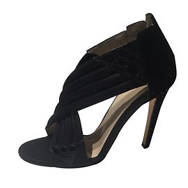 Autre Marque Sandali in pelle e nabuk nero Nero