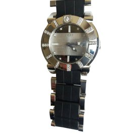 Relógio Fred Gladiator de aço e borracha com diamantes Prata
