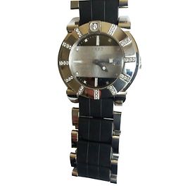 Fred Gladiator Uhr Edelstahl und Kautschuk mit Diamanten Silber