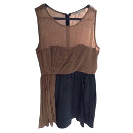 Maje Bi Baumwollkleid Braun Braun