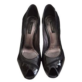 Dolce & Gabbana Open Toe Patent Leather Pumps Black Black