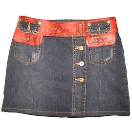 Minigonna D&G in denim e pelle di pitone blu Blu