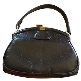 Autre Marque Sac à main en cuir de lézard noir Noir