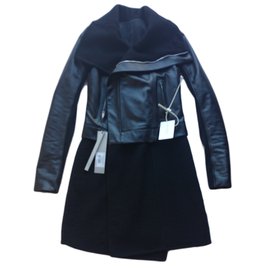 Rick Owens-Giacca da motociclista in pelle e cashmere Rick Owens, Taglia IT40-Nero