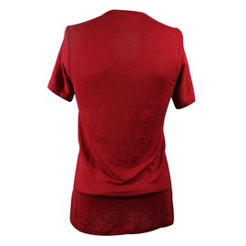 Isabel Marant Etoile-Leinen-T-Shirt-Rot