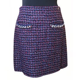 Chanel Jupe Tweed Multicolore
