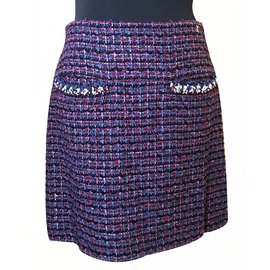 Chanel-Chanel Tweed Skirt-Multicor