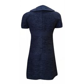 Chanel-Chanel Denim Dress com zíperes-Azul