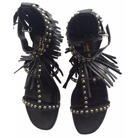 Saint Laurent-Studded sandals-Black