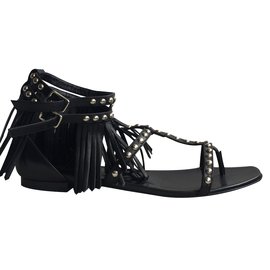 Saint Laurent-Studded sandals-Black