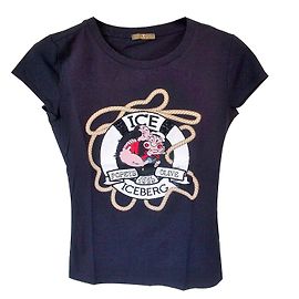 Camiseta Iceberg Azul Marino de Algodón Azul