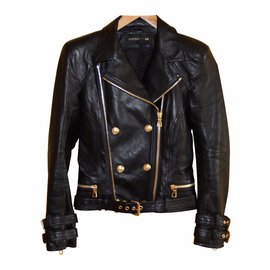 Balmain pour H&M Leather biker jacket Black