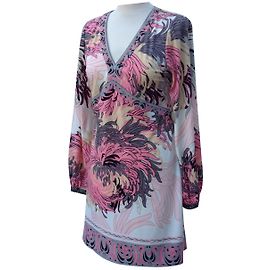Vestido curto Hale Bob estampado com decote em V e pérolas Multicor