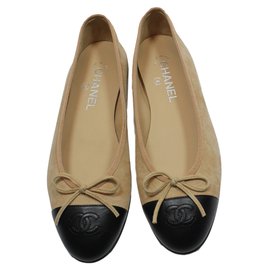 Chanel-Ballerines en daim-Beige