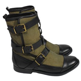 Burberry-Boots-Noir,Kaki