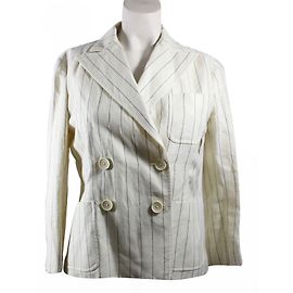 Ralph Lauren linen jacket cream blue stripes Cream