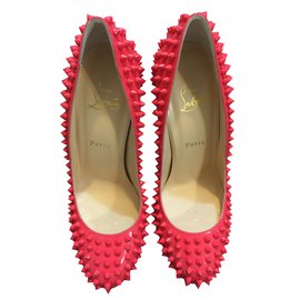 Christian Louboutin-Fifi Hot Pink Patent Leather Spike Heels-Pink
