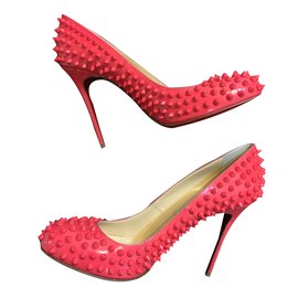 Christian Louboutin-Fifi Hot Pink Patent Leather Spike Heels-Pink