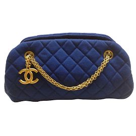 Borsa a mano Mademoiselle Chanel Blu Jersey Blu