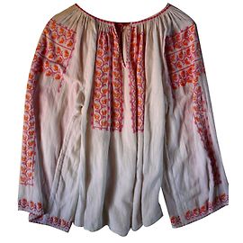 Vintage Túnica bordada Blanco