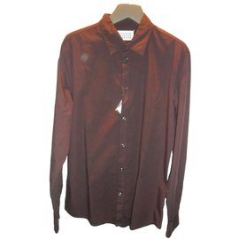 Maison Martin Margiela-Maison martin margiela men's slim fit popeline cotton shirt size eu 52, us 16-Dark red