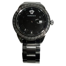 Versace-Versace swiss made luxury dress men's watch new black dial-Silvery