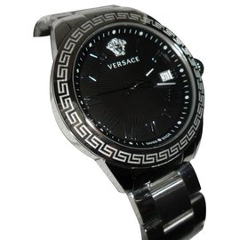 Versace-Versace swiss made luxury dress men's watch new black dial-Silvery