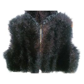 Autre Marque Echtpelz Bolero Jacke schwarz Schwarz