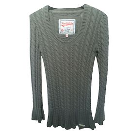 Superdry Langer grauer Zopfstrickpullover Grau