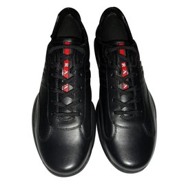 Prada-Prada zapatillas de cuero nuevas a color negro.-Negro